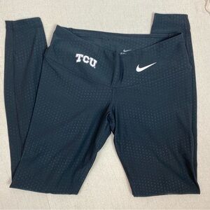 Nike Dri Fit TCU Athletic Leggings Black Horned Frog Spellout Low rise Legend S